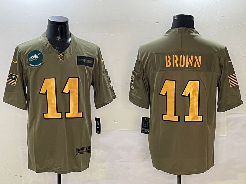 Men Philadelphia Eagles #11 Brown Green gold 2025 Nike Vapor Limited NFL Jersey style 5